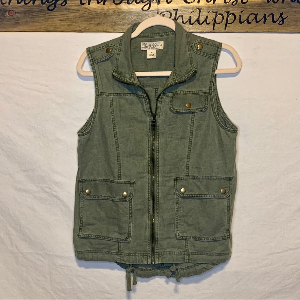 Lucky Brand Army Green Multi-Pocket Vest